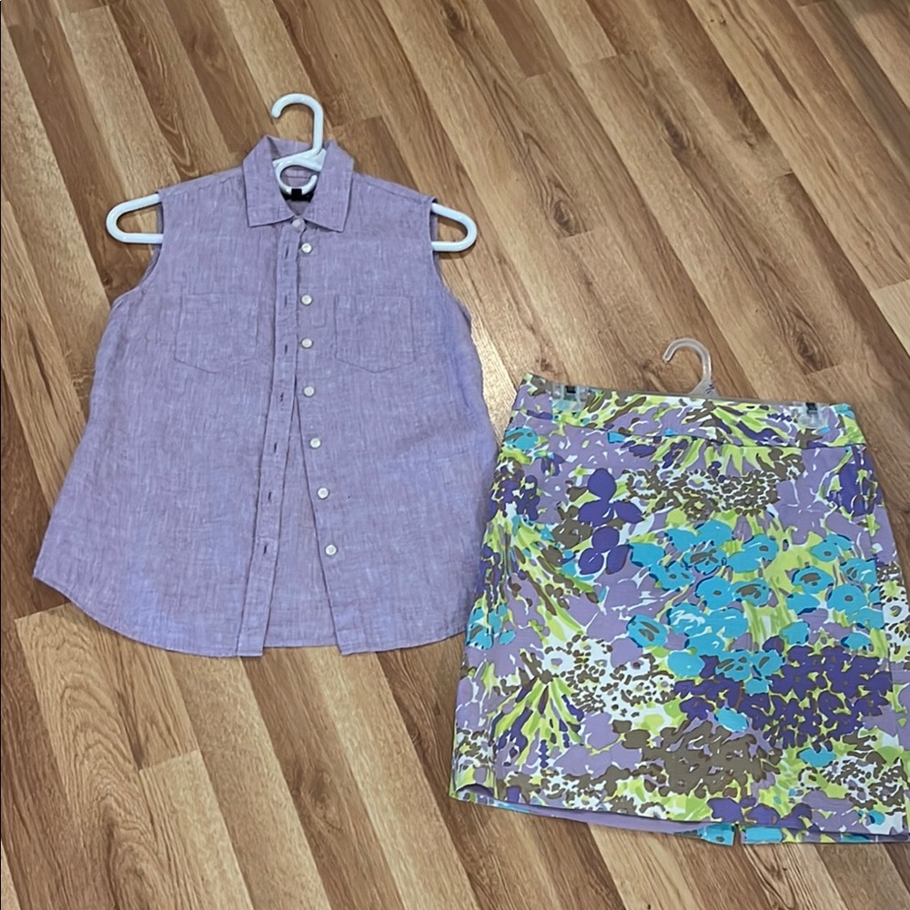 Talbots Multicolor Floral Skirt and matching top, size 2P